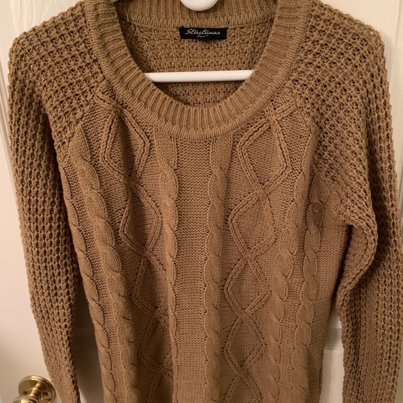 Brown Woven Print Sweater - Picture 1 of 2